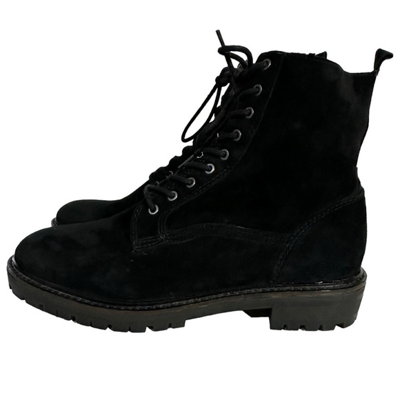 Lucky Brand Idara Suede Leather Boot Moto Style Lace-up - Picture 3 of 9